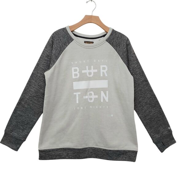 Burton Sweatshirt Mens Large Gray Fleece Warm Dryride Pullover Snowboarding - Picture 1 of 12